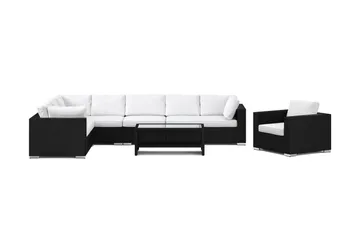 Bahamas utomhus L-soffa vänster 8-sits med fåtölj och bord med hylla - Svart - Utemöbler & utemiljö - Loungemöbler - Loungeset & loungegrupp
