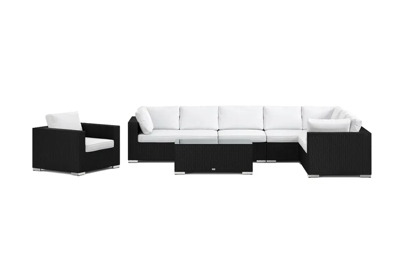 Bahamas utomhus L-soffa v änster 8-sits med fåtölj och bord - Svart - Utemöbler & utemiljö - Loungemöbler - Loungeset & loungegrupp