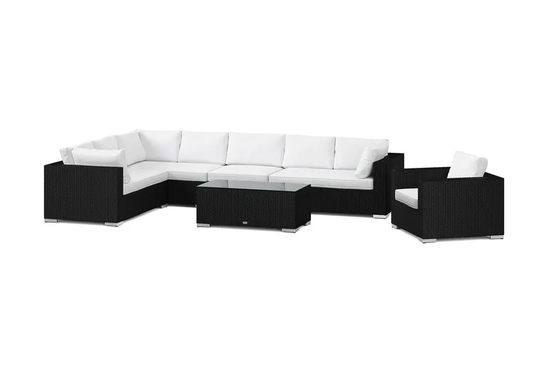 Bahamas utomhus L-soffa vänster 8-sits med fåtölj och bord - Svart - Utemöbler & utemiljö - Loungemöbler - Loungeset & loungegrupp