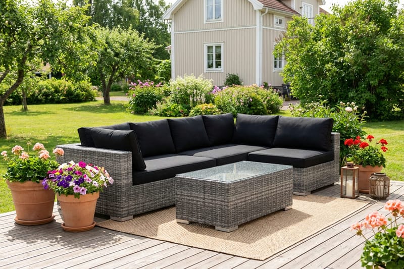 Bahamas utomhus loungegrupp 5-sits med vändbar schäslong och bord - Grå - Utemöbler & utemiljö - Loungemöbler - Loungeset & loungegrupp