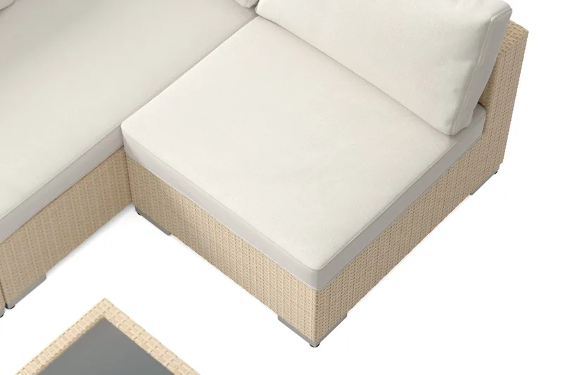 Bahamas utomhus loungegrupp 5-sits med vändbar schäslong och bord med hylla - Beige - Utemöbler & utemiljö - Loungemöbler - Loungeset & loungegrupp