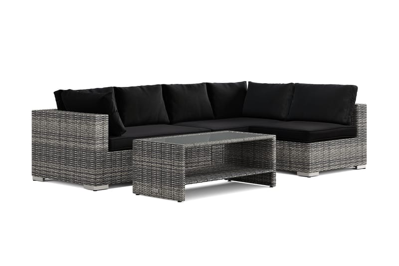 Bahamas utomhus loungegrupp 5-sits med vändbar schäslong och bord med hylla, Grå