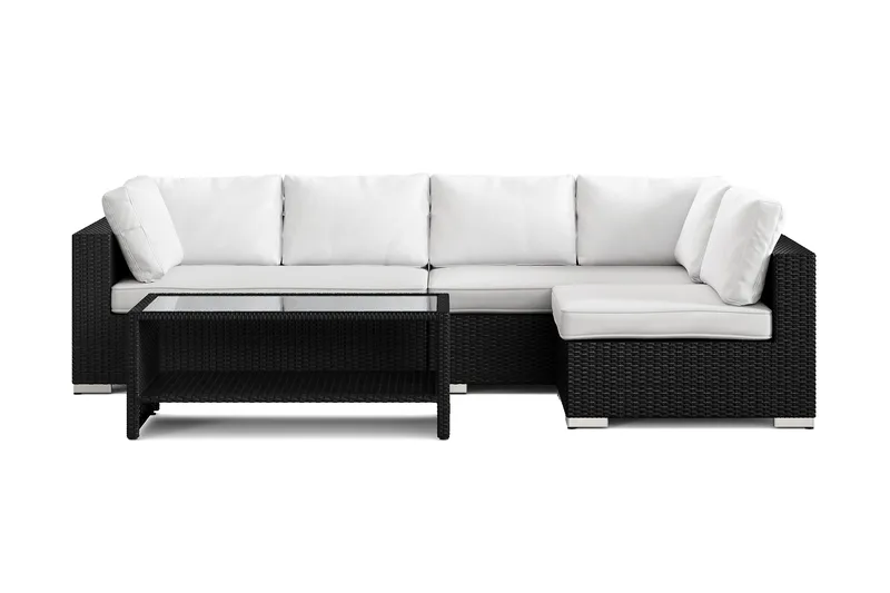 Bahamas utomhus loungegrupp 5-sits med vändbar schäslong och bord med hylla - Svart - Utemöbler & utemiljö - Loungemöbler - Loungeset & loungegrupp