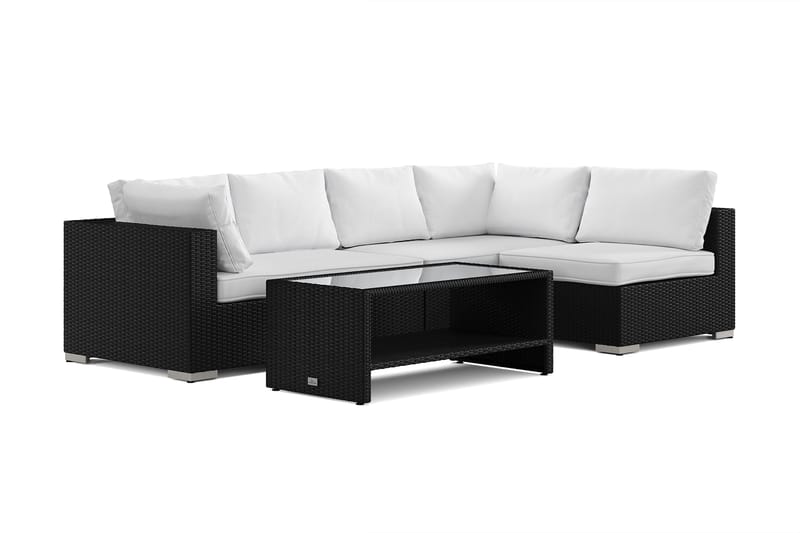 Bahamas utomhus loungegrupp 5-sits med vändbar schäslong och bord med hylla, Svart