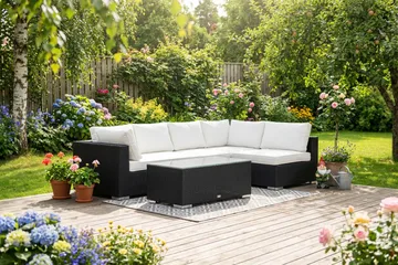 Bahamas utomhus loungegrupp 5-sits med vändbar schäslong och bord - Svart - Utemöbler & utemiljö - Loungemöbler - Loungeset & loungegrupp