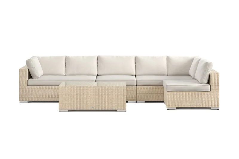 Bahamas utomhus loungegrupp 6-sits med vändbar schäslong och bord - Beige - Utemöbler & utemiljö - Loungemöbler - Loungeset & loungegrupp