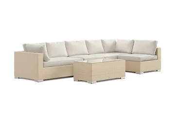 Bahamas utomhus loungegrupp 6-sits med vändbar schäslong och bord - Beige - Utemöbler & utemiljö - Loungemöbler - Loungeset & loungegrupp