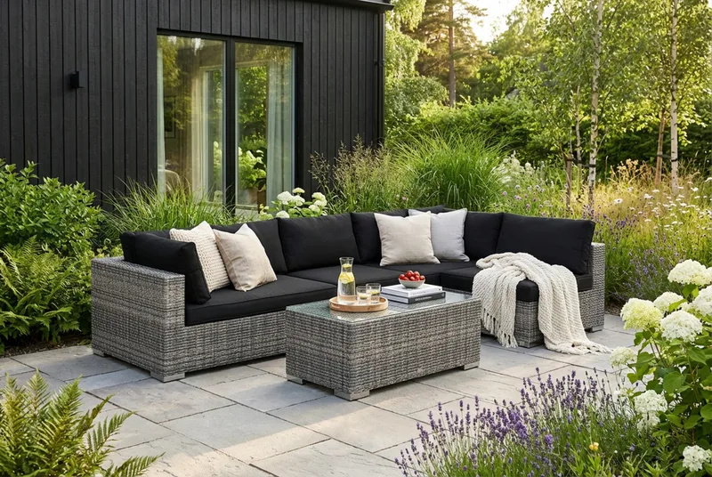 Bahamas utomhus loungegrupp 6-sits med vändbar schäslong och bord - Grå - Utemöbler & utemiljö - Loungemöbler - Loungeset & loungegrupp