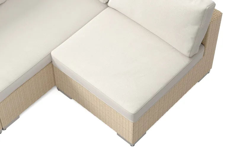 Bahamas utomhus loungegrupp 6-sits med vändbar schäslong och bord med hylla - Beige - Utemöbler & utemiljö - Loungemöbler - Loungeset & loungegrupp