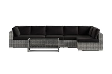 Bahamas utomhus loungegrupp 6-sits med vändbar schäslong och bord med hylla - Grå - Utemöbler & utemiljö - Loungemöbler - Loungeset & loungegrupp