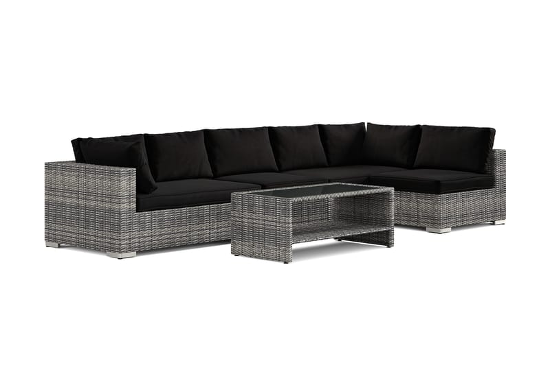 Bahamas utomhus loungegrupp 6-sits med vändbar schäslong och bord med hylla - Grå - Utemöbler & utemiljö - Loungemöbler - Loungeset & loungegrupp