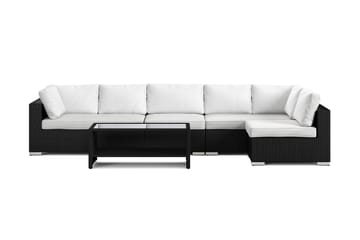 Bahamas utomhus loungegrupp 6-sits med vändbar schäslong och bord med hylla - Svart - Utemöbler & utemiljö - Loungemöbler - Loungeset & loungegrupp