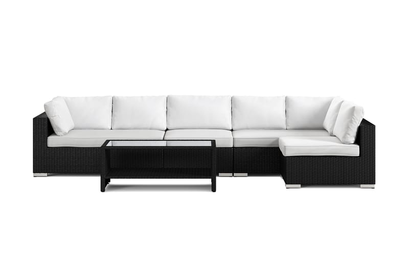 Bahamas utomhus loungegrupp 6-sits med vändbar schäslong och bord med hylla - Svart - Utemöbler & utemiljö - Loungemöbler - Loungeset & loungegrupp