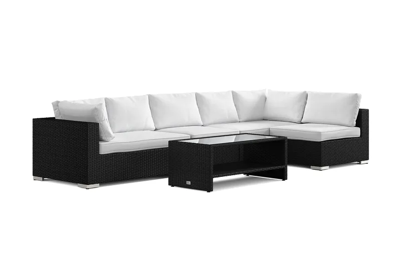 Bahamas utomhus loungegrupp 6-sits med vändbar schäslong och bord med hylla - Svart - Utemöbler & utemiljö - Loungemöbler - Loungeset & loungegrupp