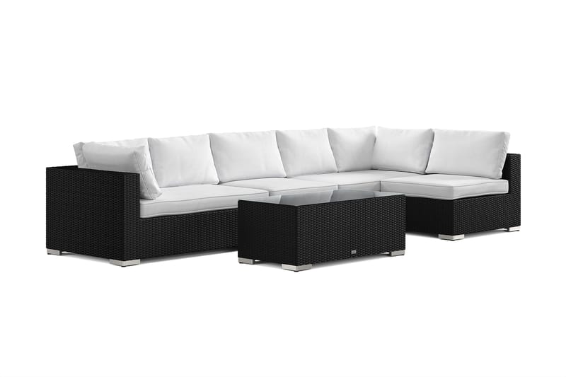 Bahamas utomhus loungegrupp 6-sits med vändbar schäslong och bord, Svart