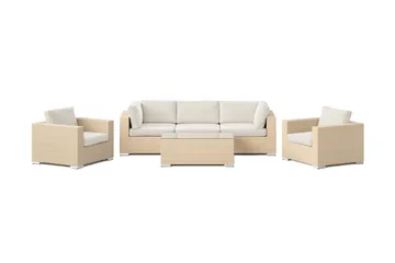 Bahamas utomhus soffgrupp 5-sits med två fåtöljer och bord - Beige - Utemöbler & utemiljö - Loungemöbler - Loungeset & loungegrupp