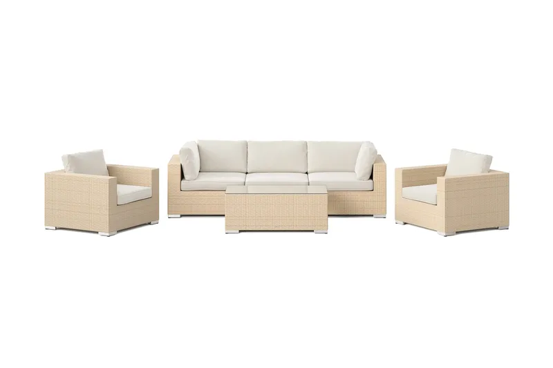 Bahamas utomhus soffgrupp 5-sits med två fåtöljer och bord - Beige - Utemöbler & utemiljö - Loungemöbler - Loungeset & loungegrupp