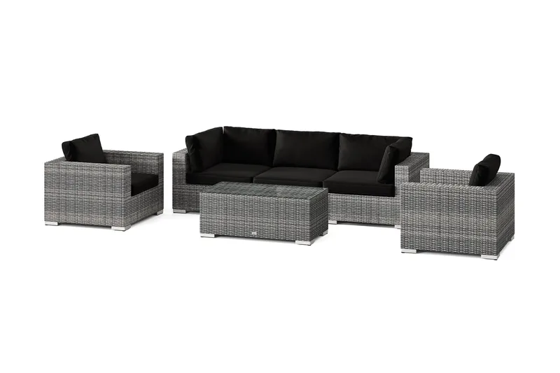 Bahamas utomhus soffgrupp 5-sits med två fåtöljer och bord, Grå