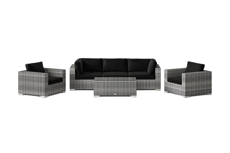 Bahamas utomhus soffgrupp 5-sits med två fåtöljer och bord - Grå - Utemöbler & utemiljö - Loungemöbler - Loungeset & loungegrupp