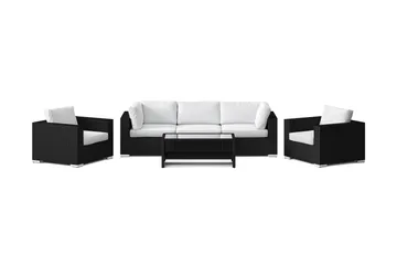 Bahamas utomhus soffgrupp 5-sits med två fåtöljer och bord med hylla - Svart - Utemöbler & utemiljö - Loungemöbler - Loungeset & loungegrupp