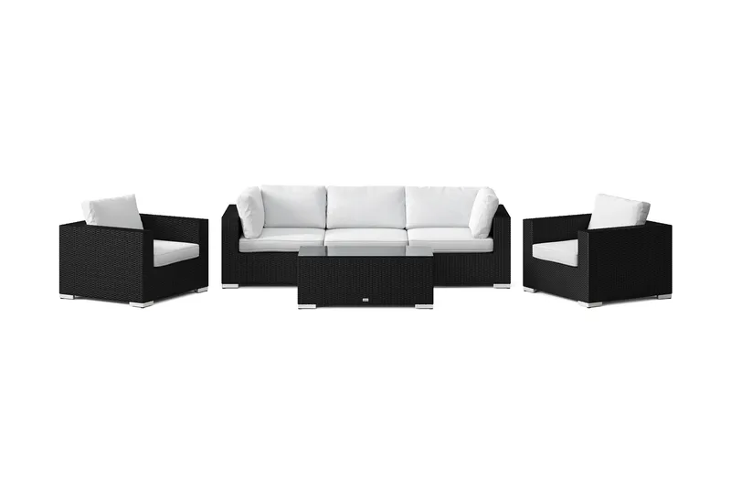 Bahamas utomhus soffgrupp 5-sits med två fåtöljer och bord - Svart - Utemöbler & utemiljö - Loungemöbler - Loungeset & loungegrupp