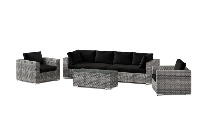 Bahamas utomhus soffgrupp 6-sits med två fåtöljer och bord, Grå