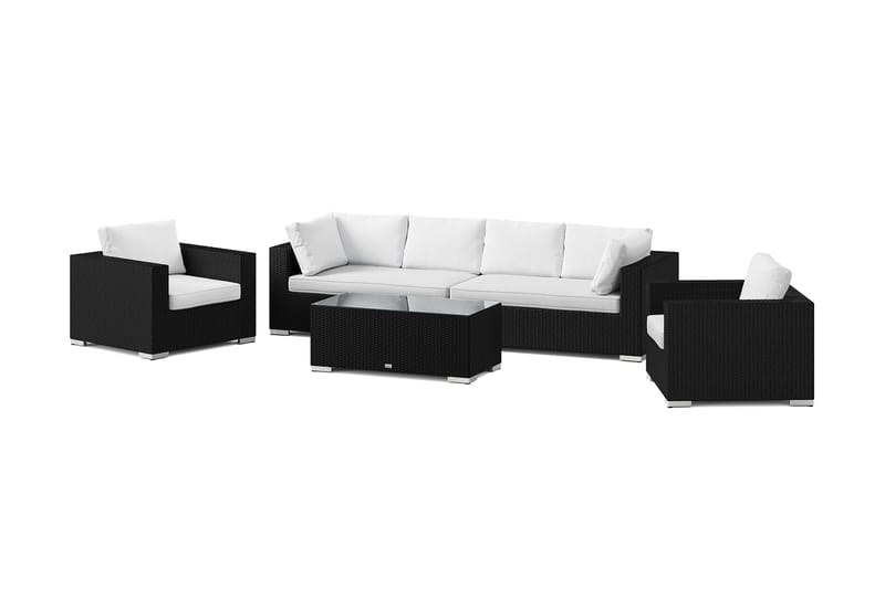 Bahamas utomhus soffgrupp 6-sits med två fåtöljer och bord, Svart