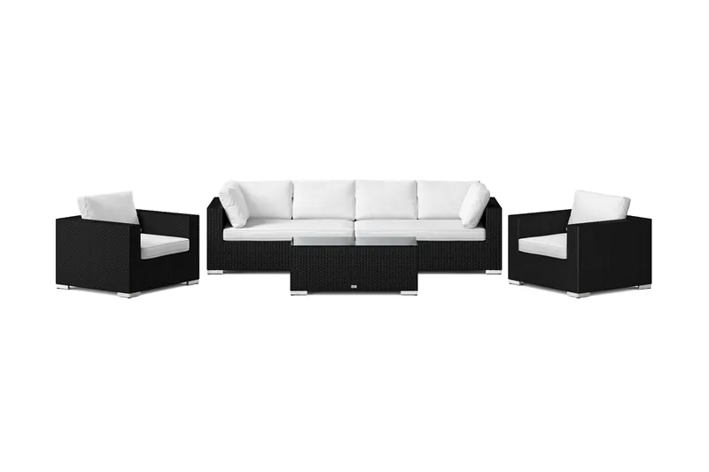 Bahamas utomhus soffgrupp 6-sits med två fåtöljer och bord - Svart - Utemöbler & utemiljö - Loungemöbler - Loungeset & loungegrupp