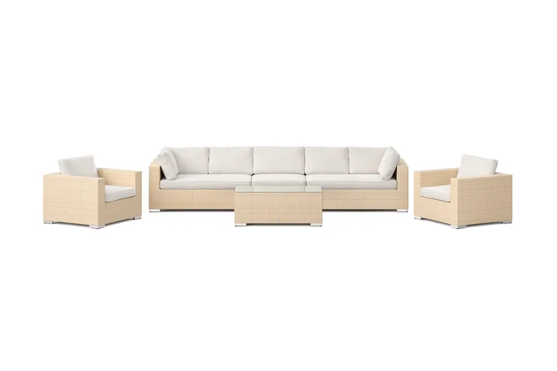 Bahamas utomhus soffgrupp 7-sits med två fåtöljer och bord - Beige - Utemöbler & utemiljö - Loungemöbler - Loungeset & loungegrupp