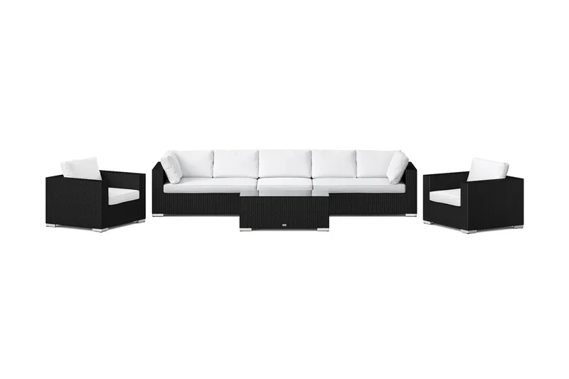 Bahamas utomhus soffgrupp 7-sits med två fåtöljer och bord - Svart - Utemöbler & utemiljö - Loungemöbler - Loungeset & loungegrupp