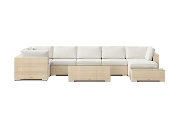 Bahamas utomhus U-soffa 7-sits vändbar divan med öppet avslut och bord - Beige - Utemöbler & utemiljö - Loungemöbler - Loungeset & loungegrupp