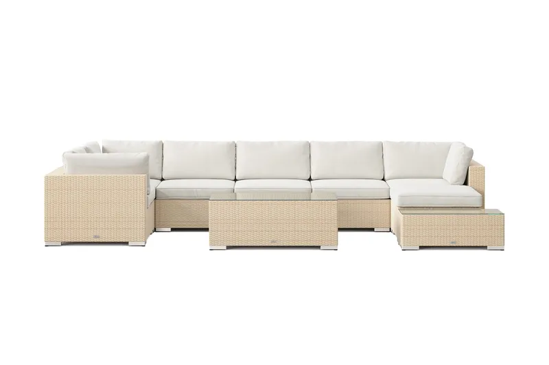 Bahamas utomhus U-soffa 7-sits vändbar divan med öppet avslut och bord - Beige - Utemöbler & utemiljö - Loungemöbler - Loungeset & loungegrupp