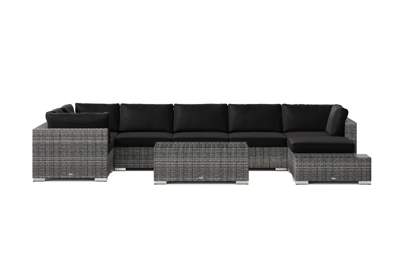Bahamas utomhus U-soffa 7-sits vändbar divan med öppet avslut och bord - Grå - Utemöbler & utemiljö - Loungemöbler - Loungeset & loungegrupp