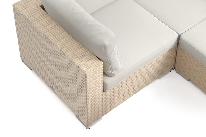 Bahamas utomhus U-soffa 7-sits vändbar divan med öppet avslut och bord med hylla - Beige - Utemöbler & utemiljö - Loungemöbler - Loungeset & loungegrupp