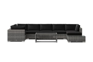 Bahamas utomhus U-soffa 7-sits vändbar divan med öppet avslut och bord med hylla - Grå - Utemöbler & utemiljö - Loungemöbler - Loungeset & loungegrupp