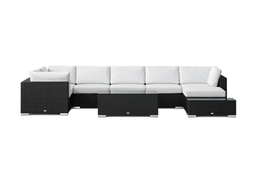 Bahamas utomhus U-soffa 7-sits vändbar divan med öppet avslut och bord - Svart - Utemöbler & utemiljö - Loungemöbler - Loungeset & loungegrupp