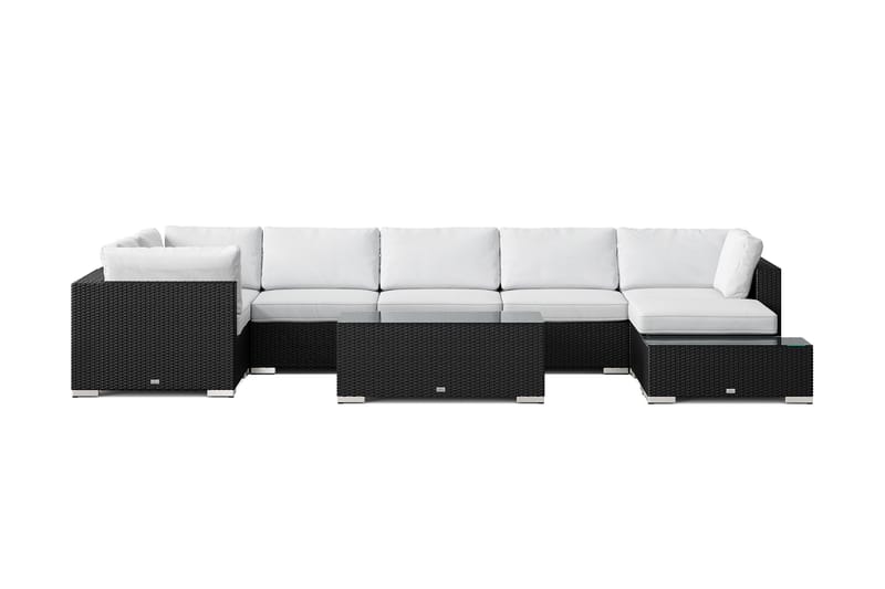 Bahamas utomhus U-soffa 7-sits vändbar divan med öppet avslut och bord - Svart - Utemöbler & utemiljö - Loungemöbler - Loungeset & loungegrupp
