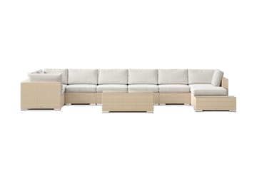 Bahamas utomhus U-soffa 8-sits vändbar divan med öppet avslut och bord - Beige - Utemöbler & utemiljö - Loungemöbler - Loungeset & loungegrupp