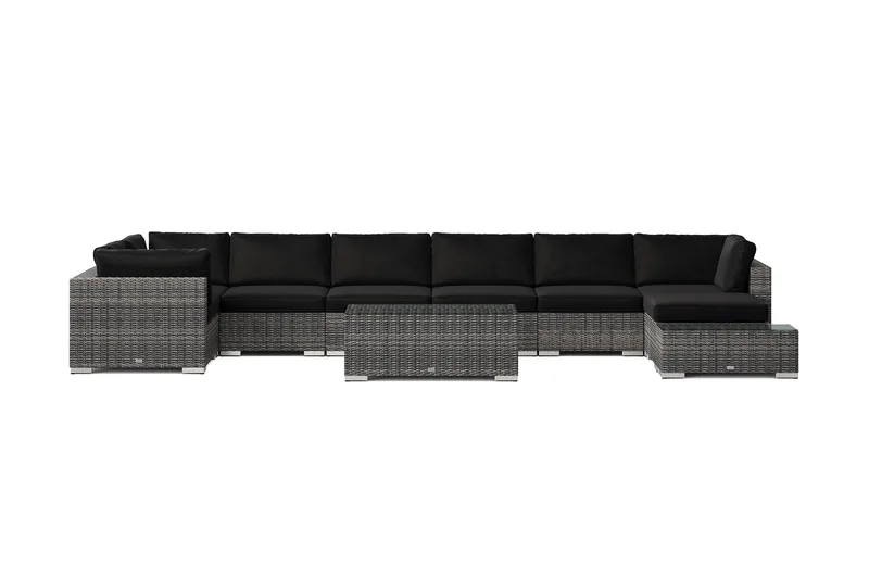 Bahamas utomhus U-soffa 8-sits vändbar divan med öppet avslut och bord - Grå - Utemöbler & utemiljö - Loungemöbler - Loungeset & loungegrupp