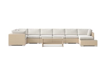 Bahamas utomhus U-soffa 8-sits vändbar divan med öppet avslut och bord med hylla - Beige - Utemöbler & utemiljö - Loungemöbler - Loungeset & loungegrupp