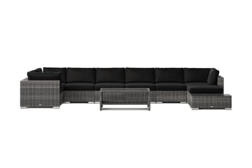 Bahamas utomhus U-soffa 8-sits vändbar divan med öppet avslut och bord med hylla - Grå - Utemöbler & utemiljö - Loungemöbler - Loungeset & loungegrupp