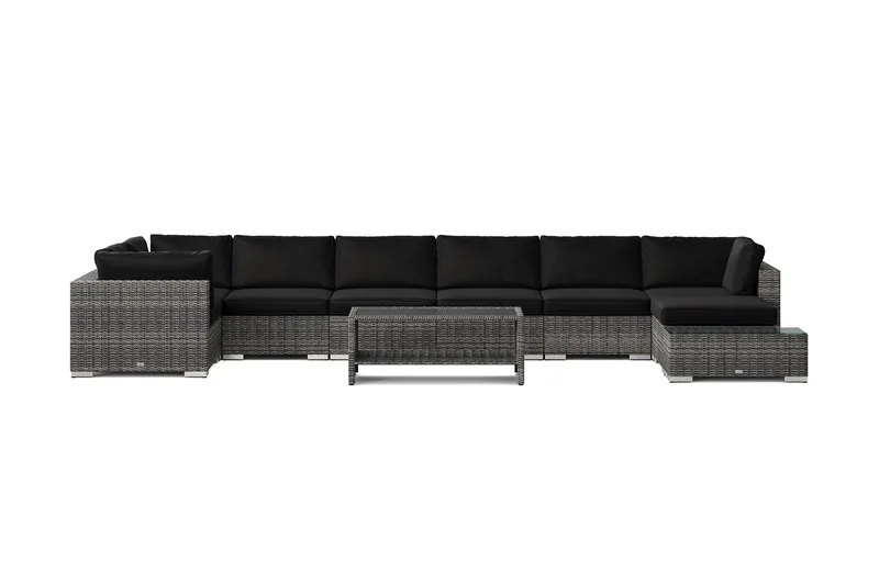 Bahamas utomhus U-soffa 8-sits vändbar divan med öppet avslut och bord med hylla - Grå - Utemöbler & utemiljö - Loungemöbler - Loungeset & loungegrupp