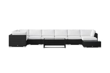 Bahamas utomhus U-soffa 8-sits vändbar divan med öppet avslut och bord med hylla - Svart - Utemöbler & utemiljö - Loungemöbler - Loungeset & loungegrupp