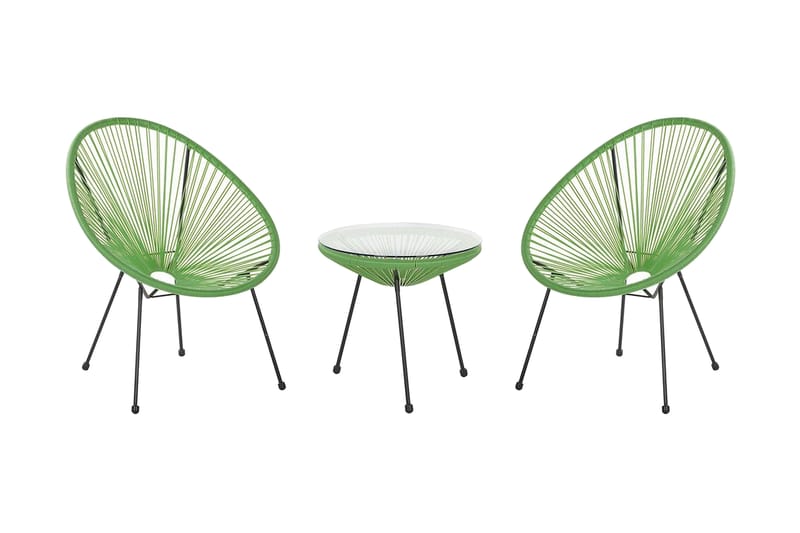 Balkongset Cayaco 70 cm + 2 Stolar - Konstrotting/Grön - Cafegrupp & cafeset