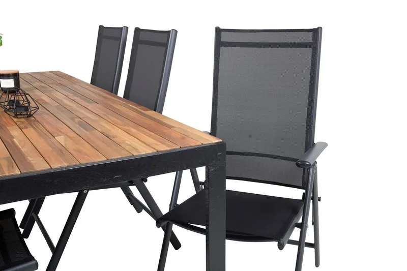 Bois Matbord Utomhus 200 cm Svart/Brun med 6 Break Positionsstol Svart - Utemöbler & utemiljö - Utegrupp - Matgrupp utomhus