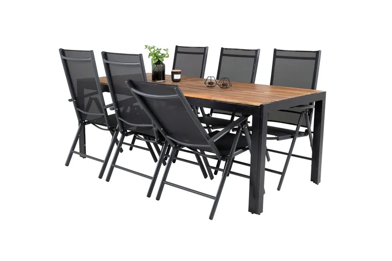 Bois Matbord Utomhus 200 cm Svart/Brun med 6 Break Positionsstol Svart - Utemöbler & utemiljö - Utegrupp - Matgrupp utomhus