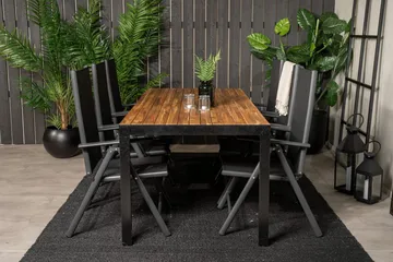 Bois Matbord Utomhus 200 cm Svart/Brun med 6 Break Positionsstol Svart - Utemöbler & utemiljö - Utegrupp - Matgrupp utomhus