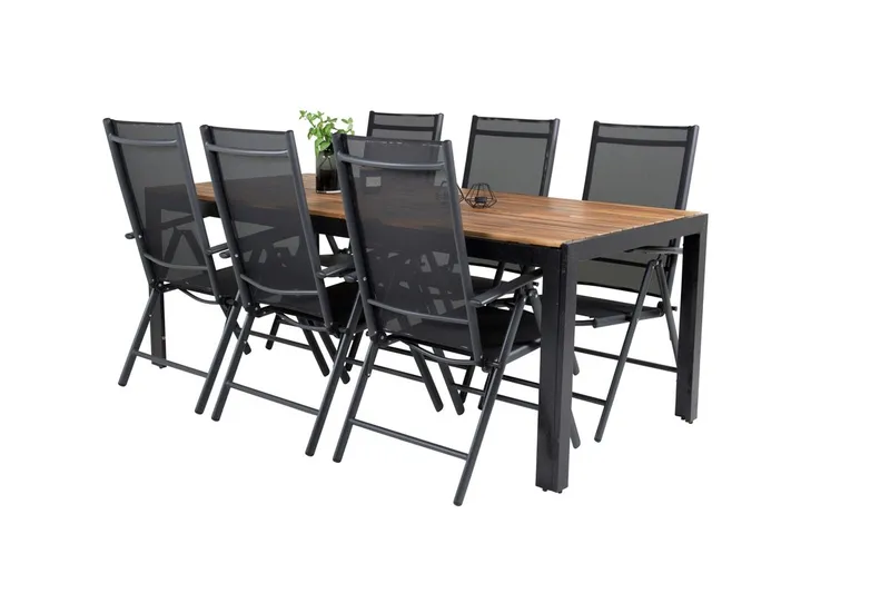 Bois Matbord Utomhus 200 cm Svart/Brun med 6 Break Positionsstol Svart - Utemöbler & utemiljö - Utegrupp - Matgrupp utomhus