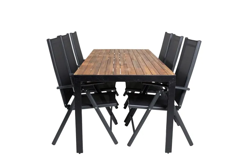 Bois Matbord Utomhus 200 cm Svart/Brun med 6 Break Positionsstol Svart - Utemöbler & utemiljö - Utegrupp - Matgrupp utomhus