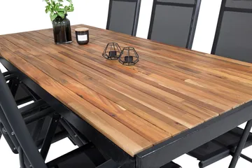 Bois Matbord Utomhus 200 cm Svart/Brun med 6 Break Positionsstol Svart - Utemöbler & utemiljö - Utegrupp - Matgrupp utomhus